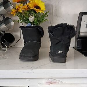 UGG Black Boots with Bow Accent Women's